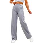 Damen High-Waist Stoffhose mit weitem Bein und...