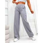 Damen High-Waist Stoffhose mit weitem Bein und Stretchbund Grau/XL/42