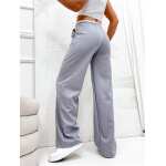 Damen High-Waist Stoffhose mit weitem Bein und Stretchbund Grau/XL/42