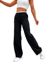 Damen High-Waist Stoffhose mit weitem Bein und...
