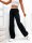 Damen High-Waist Stoffhose mit weitem Bein und Stretchbund Schwarz/L/40