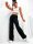 Damen High-Waist Stoffhose mit weitem Bein und Stretchbund Schwarz/L/40
