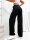 Damen High-Waist Stoffhose mit weitem Bein und Stretchbund Schwarz/L/40