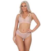 Damen Zweiteiliges Mesh-Dessous, Nude/85 (XL)/C