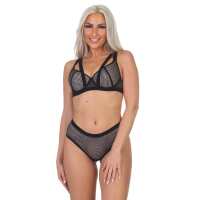 Damen Zweiteiliges Mesh-Dessous, Schwarz/85 (XL)/C