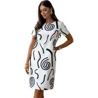 Damen Mittellanges Etui Kleid mit Geometrischem Print...