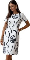Damen Mittellanges Etui Kleid mit Geometrischem Print...