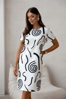 Damen Mittellanges Etui Kleid mit Geometrischem Print – Modern, Praktisch und Vielseitig Schwarz/L/40