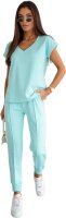 Damen Freizeitanzug Jogginganzug Baumwoll-Trainingsanzug Homewear, Türkis/S/36