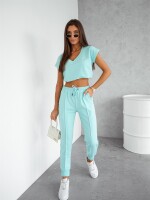 Damen Freizeitanzug Jogginganzug Baumwoll-Trainingsanzug Homewear, Türkis/S/36