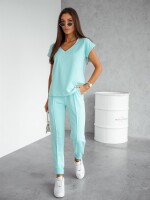 Damen Freizeitanzug Jogginganzug Baumwoll-Trainingsanzug Homewear, Türkis/S/36