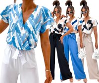 Damen Jumpsuit mit Wickeloberteil Overall luxuriöse...