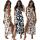 Maxikleid mit abstraktem Print Eleganter High-Slit & Taillengürtel für feminine Silhouette