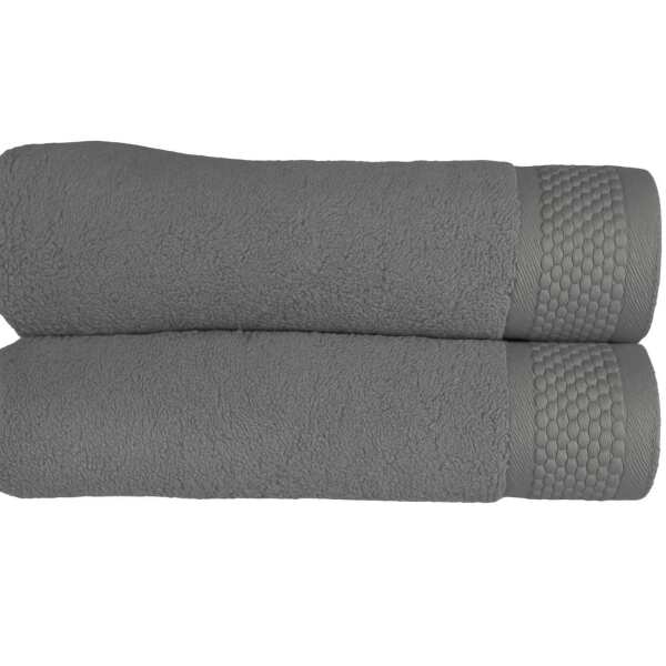 2x Handtuch in Premium Qualität 600 g/m², 50 x 100 cm Frottier-Stoff - 100% Baumwolle Grau/50 cm x 100 cm