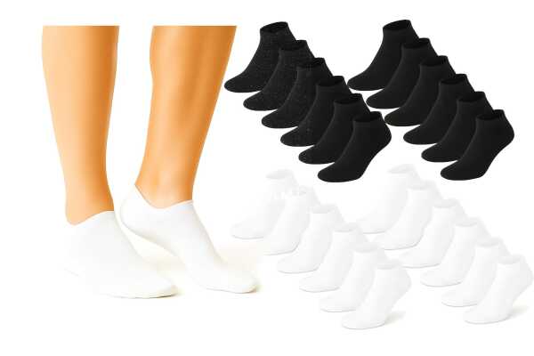 12 Paar Damen Sneaker Socken mit & ohne Muster Baumwolle,