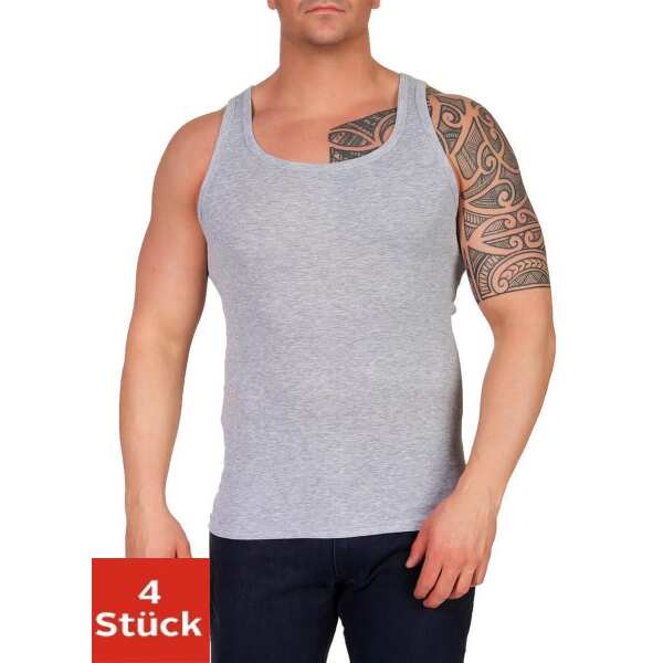 4er Set Unterhemd  Unterwäsche Feinripp 100% Baumwolle Grau/4XL