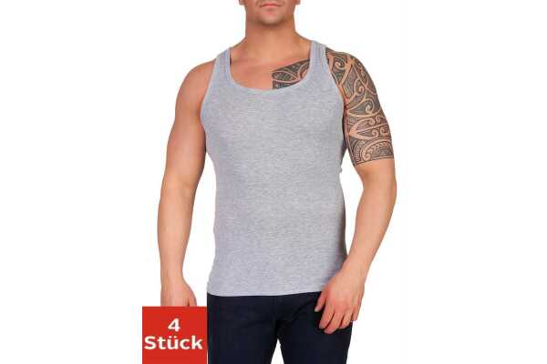 4er Set Unterhemd  Unterwäsche Feinripp 100% Baumwolle Grau/4XL