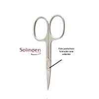 Solingen Nagelschere Edelstahl Chrom – Profi Maniküre Schere mit Echt-Leder Etui
