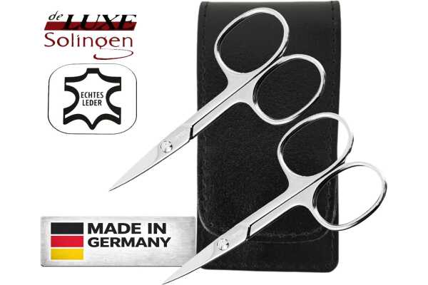 2x Solingen Nagelschere gehärteter Stahl – Extra scharf mit gebogener Schneide Echt-Leder Etui
