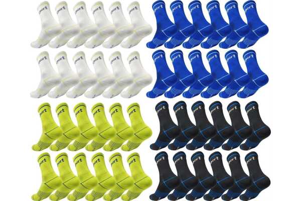 12 Paar Sportsocken Herren Damen – mit Streifen, atmungsaktiv & bequem