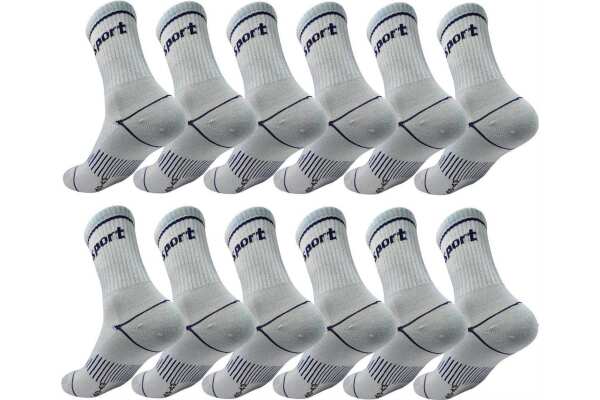 12 Paar Sportsocken Herren Damen – mit Streifen, atmungsaktiv & bequem Light Blue 43-46