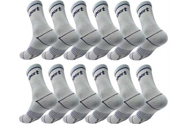 12 Paar Sportsocken Herren Damen – mit Streifen, atmungsaktiv & bequem Light Blue 43-46