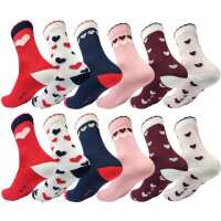 12 Paar Damen Socken mit Herz-Muster weich & bequem...
