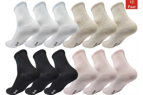 12 Paar Damen Sport Sneaker Socken Quarter Socks Kurzsocken Halbsocken