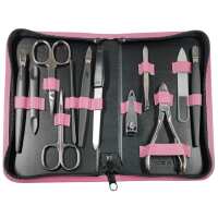 12teiliges Solingen* Maniküre Set mit Leder-Etui Nagelpflege,  Beere