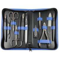 12teiliges Solingen* Maniküre Set mit Leder-Etui Nagelpflege,  Blau
