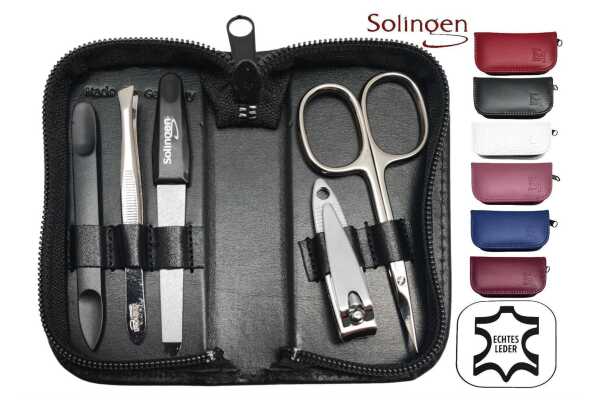 5-tlg Maniküre-Set aus Echtleder – Made in Germany | Solingen Instrumente im Etui