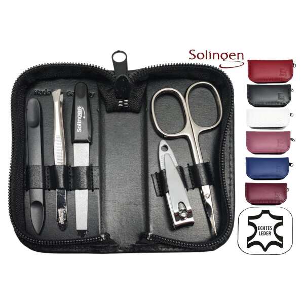 5-tlg Maniküre-Set aus Echtleder – Made in Germany | Solingen Instrumente im Etui