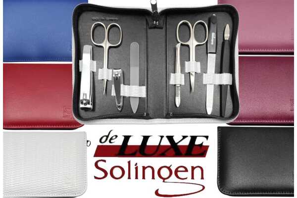 8-teiliges Maniküre-Set Echtleder Etui · Solingen Instrumente · Made in Germany