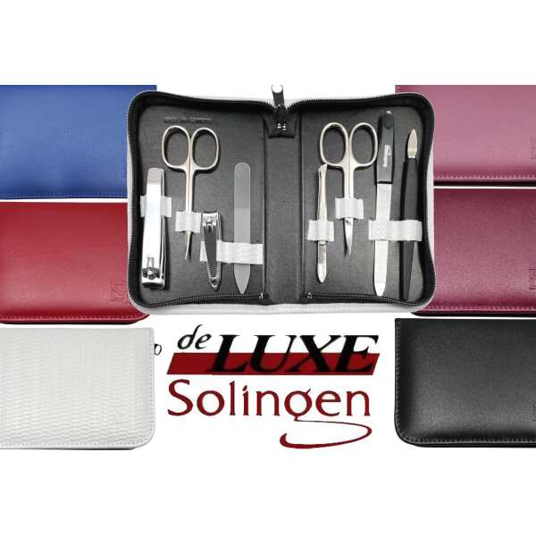 8-teiliges Maniküre-Set Echtleder Etui · Solingen Instrumente · Made in Germany