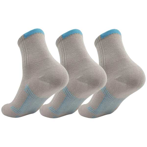 3 Paar Herren Sport Sneaker Socken Quarter Socks Kurzsocken Halbsocken Hellgrau/40-43