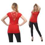 Damen Longshirt Spitzeneinsatz am Rücken Gr. S/M;