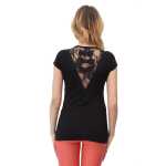 Damen Longshirt Spitzeneinsatz am Rücken Gr. S/M;