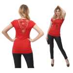 Damen Longshirt Spitzeneinsatz am Rücken Gr. S/M;