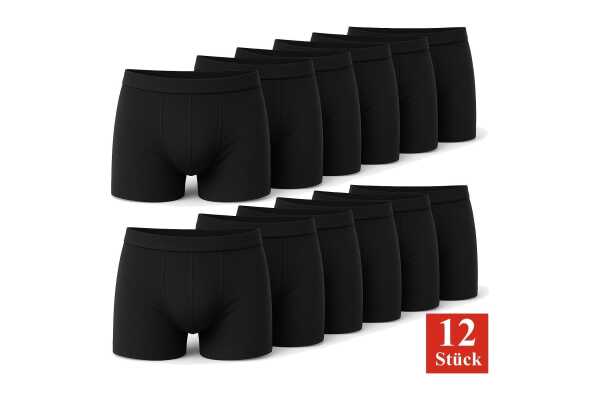 Boxershorts Herren Retroshorts Unterwäsche Unterhosen Baumwolle; 12x Schwarz M