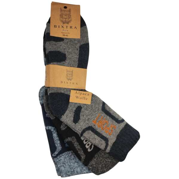 3 Paar Alpaka Socken Wollsocken Herren Wintersocken,  Mix3/43-46
