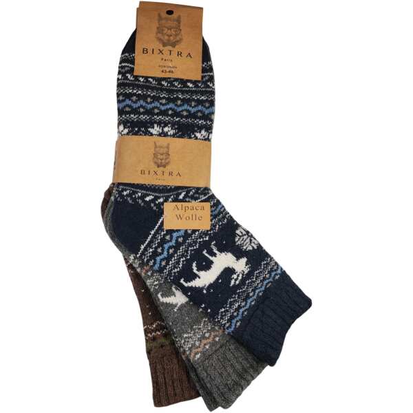 3 Paar Alpaka Socken Wollsocken Herren Wintersocken,  Mix12/43-46