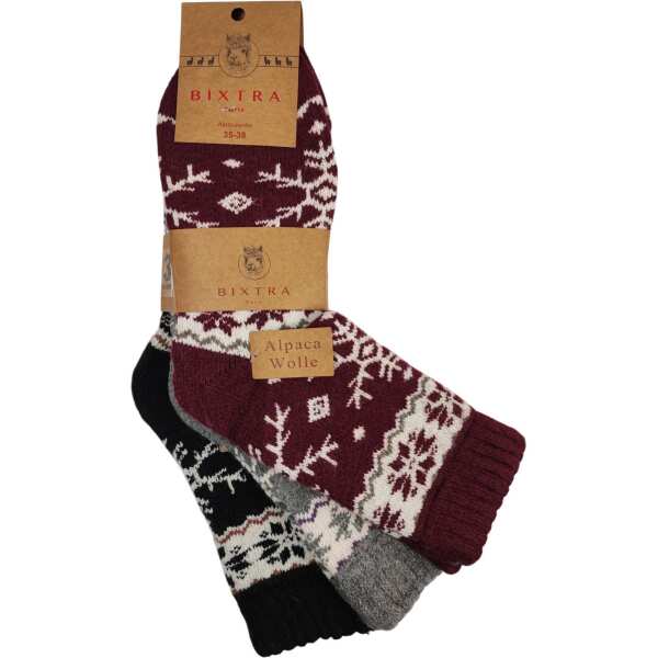 3 Paar Damen Alpaka Socken Wollsocken Wintersocken, Mix3/35-38