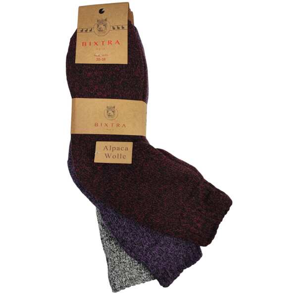 3 Paar Damen Alpaka Socken Wollsocken Wintersocken, Mix7 35-38