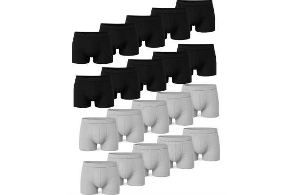 Herren Boxershorts 4er | 6er | 8er | 10er Set – Baumwolle – Schwarz oder Grau