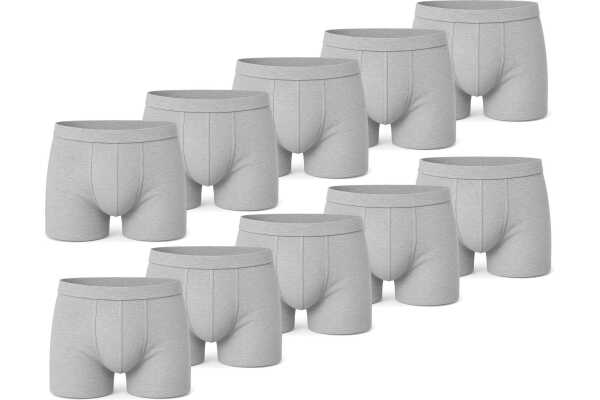 Herren Boxer Shorts Set – Baumwolle,  Grau-Meliert M 10
