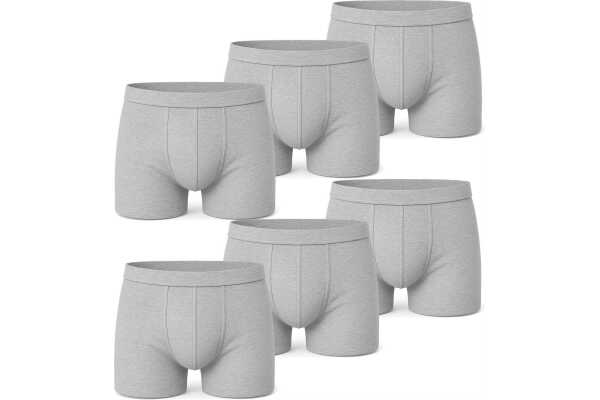 Herren Boxer Shorts Set – Baumwolle,  Grau-Meliert XL 6