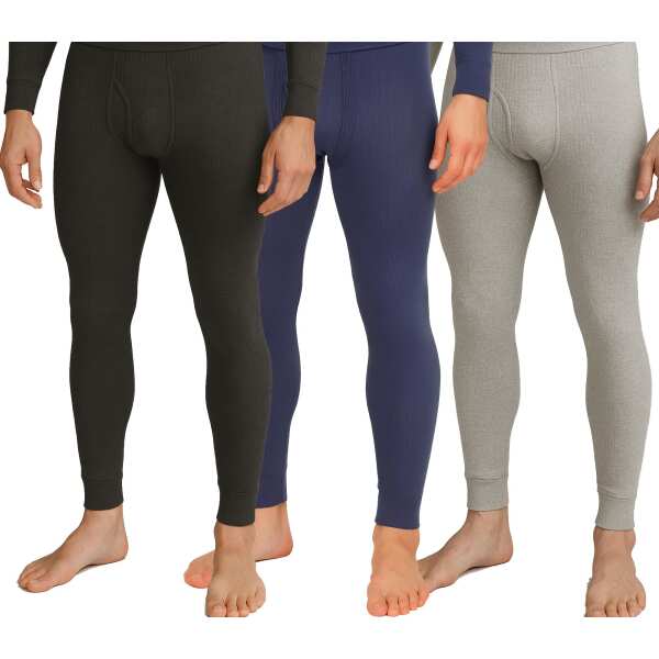 Herren Thermo Unterhose Lang | Baumwolle Polyester | Winter Leggings mit Eingriff