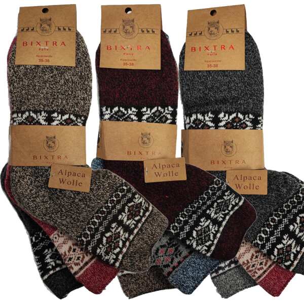3 Paar Damen Alpaka Wintersocken Socken Wollsocken, Gr. 35-38 39-42