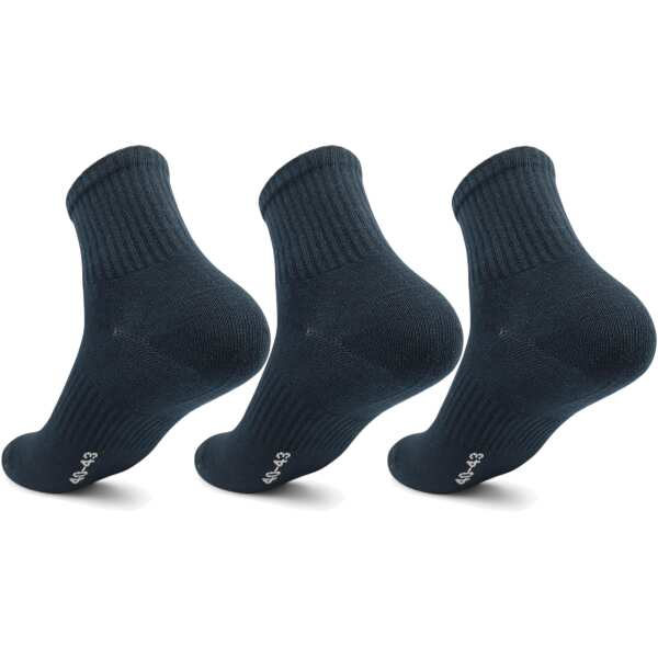 3 Paar Herren Quarter Socken halbhoch mit Belüftung Sport Freizeit Baumwolle Dunkelblau/43-46