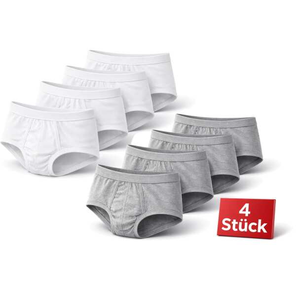 Herren Slip Unterhose 4er Pack aus 100 % Baumwolle mit Eingriff – Bequeme Herrenunterwäsche